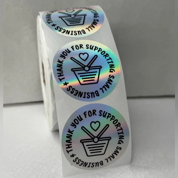 100pcs Thank You Stickers Holographic Small Business Labels 2” - Picture 3 of 14